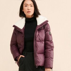 NOIZE Felicia Puffer Cropped Coat Plum, Size Small